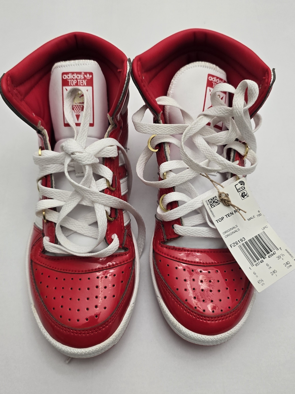 adidas Red & White Top Ten High-Top Sneakers